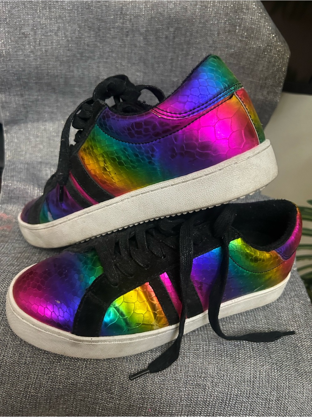 INC International Concepts Rainbow Iridescent Low-Top Sneakers